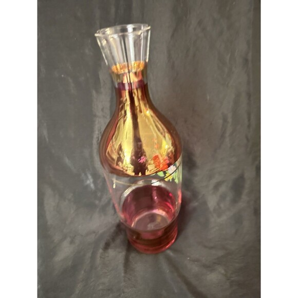 VNTG Ruby Flash Hand-Cut Glass Decanter with Floral Design —Bleikristall Crystal - Picture 4 of 12